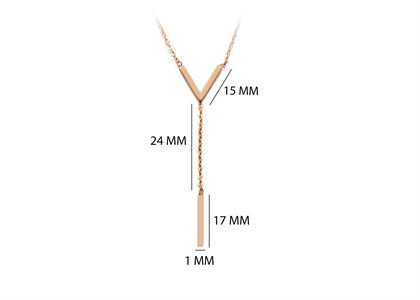 Rose Gold Plated Double Bar Lariat Y Necklace 